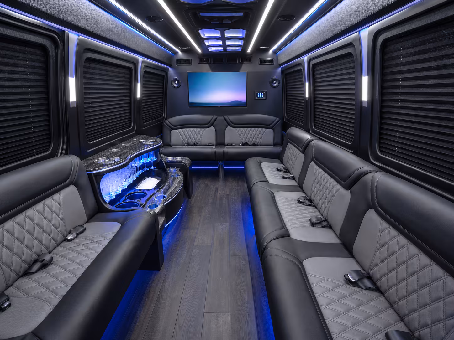 miramar 28 passenger party bus interior